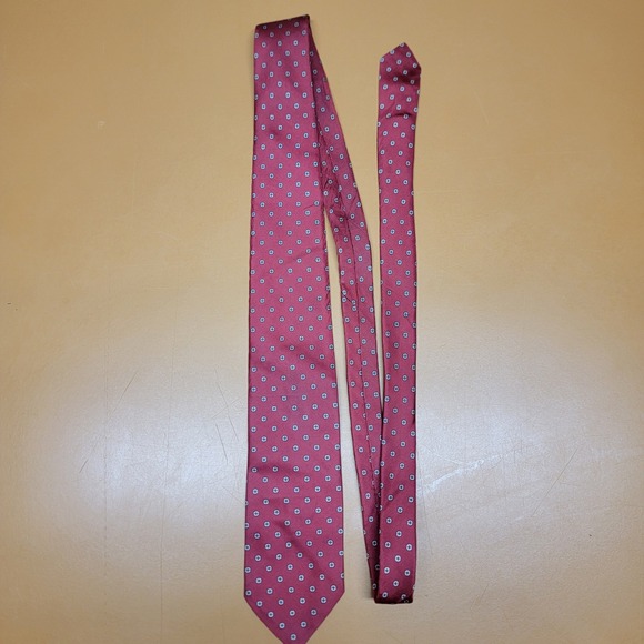Other - Mens Silk Red Micro Geometric Pattern Necktie Fashion Accessory